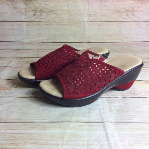 Jambu Shoes - Jambu Ronnie red suede leather sport wedge sandal. Size 10